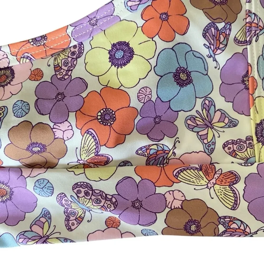 Frankie’s Gavin Bikini Matching Set size Medium White Purple Flowers
